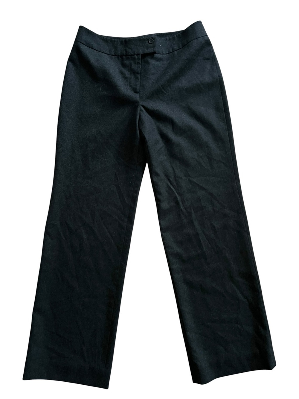 Garnet Hill Wool Wide Leg Trousers Pants Charcoal Black 8 Minimalist Careerwear